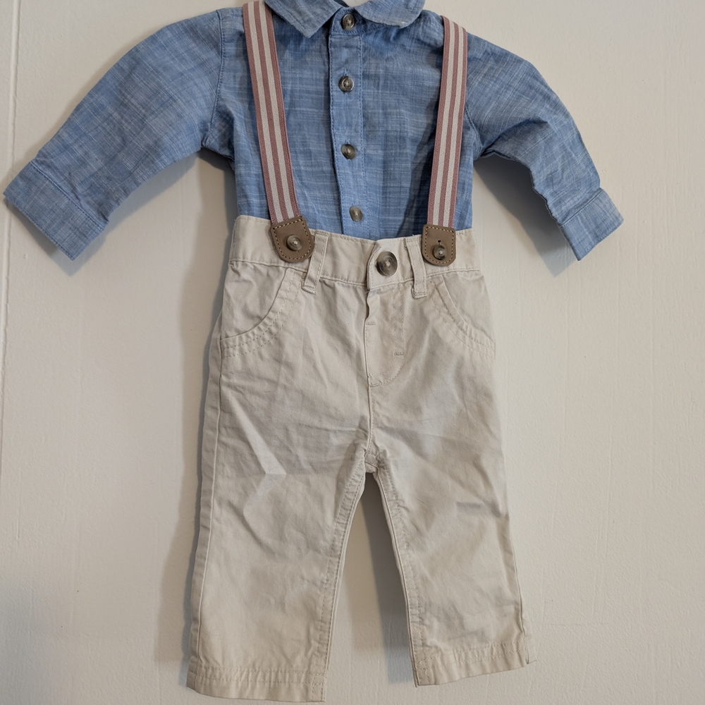 Cat & Jack Blue Shirt and Beige Pants Set